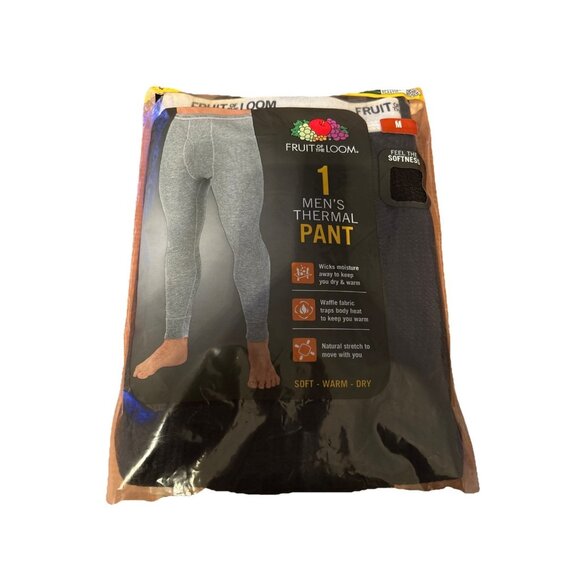 FRUIT of the LOOM Men’s Size M (32-34) Thermal Pants Base Layer • Black Soot - Picture 1 of 2